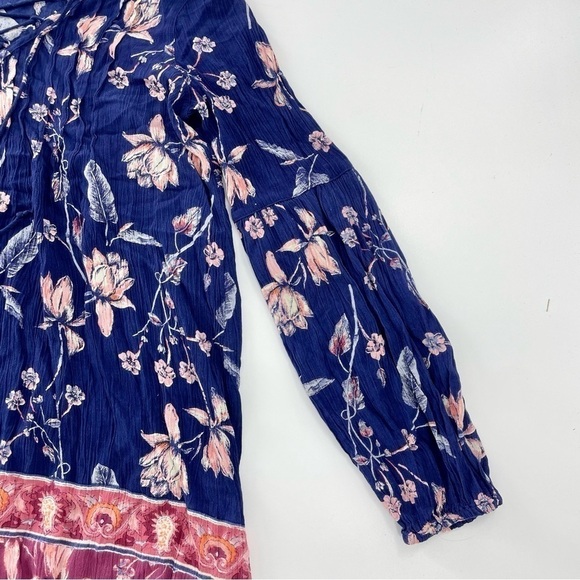 Billabong just like you starry nights boho long sleeve‎ shirt dress Blue Pink - Picture 5 of 11